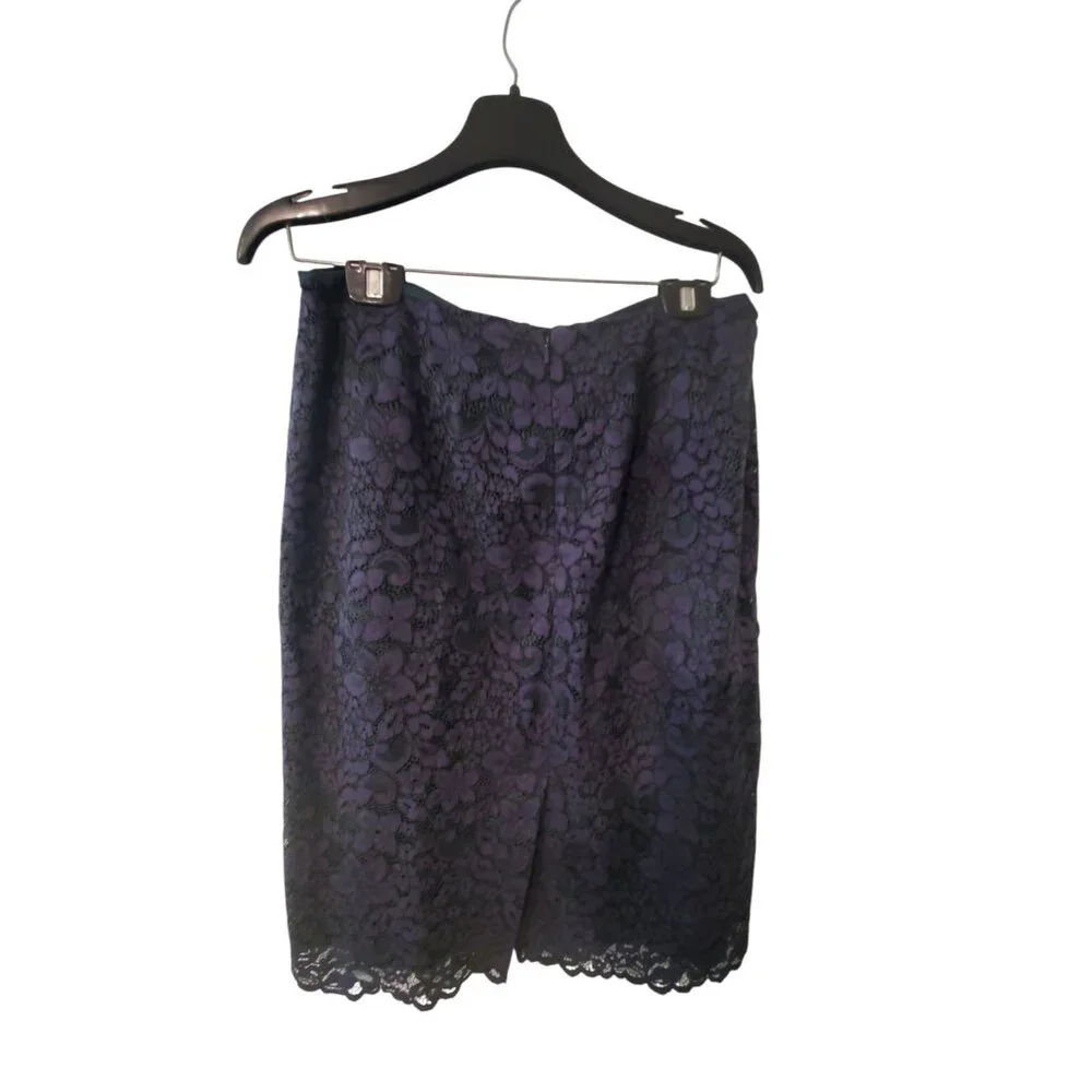 Tory Burch 2 piece set womens 10 lace overlay skirt top green navy